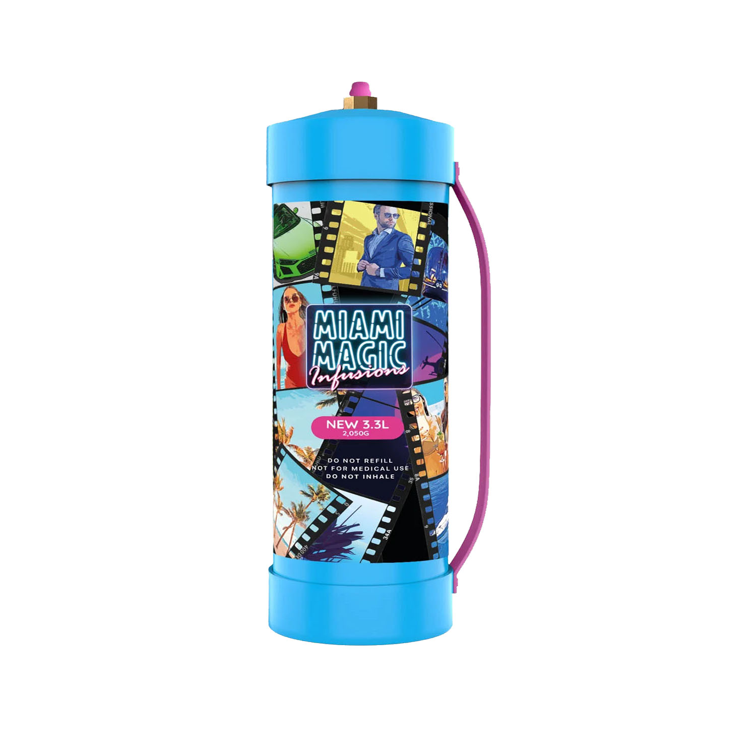 Miami Magic 3.3L food-grade N₂O cream charger canister by Shaolin Cream — trade accounts only